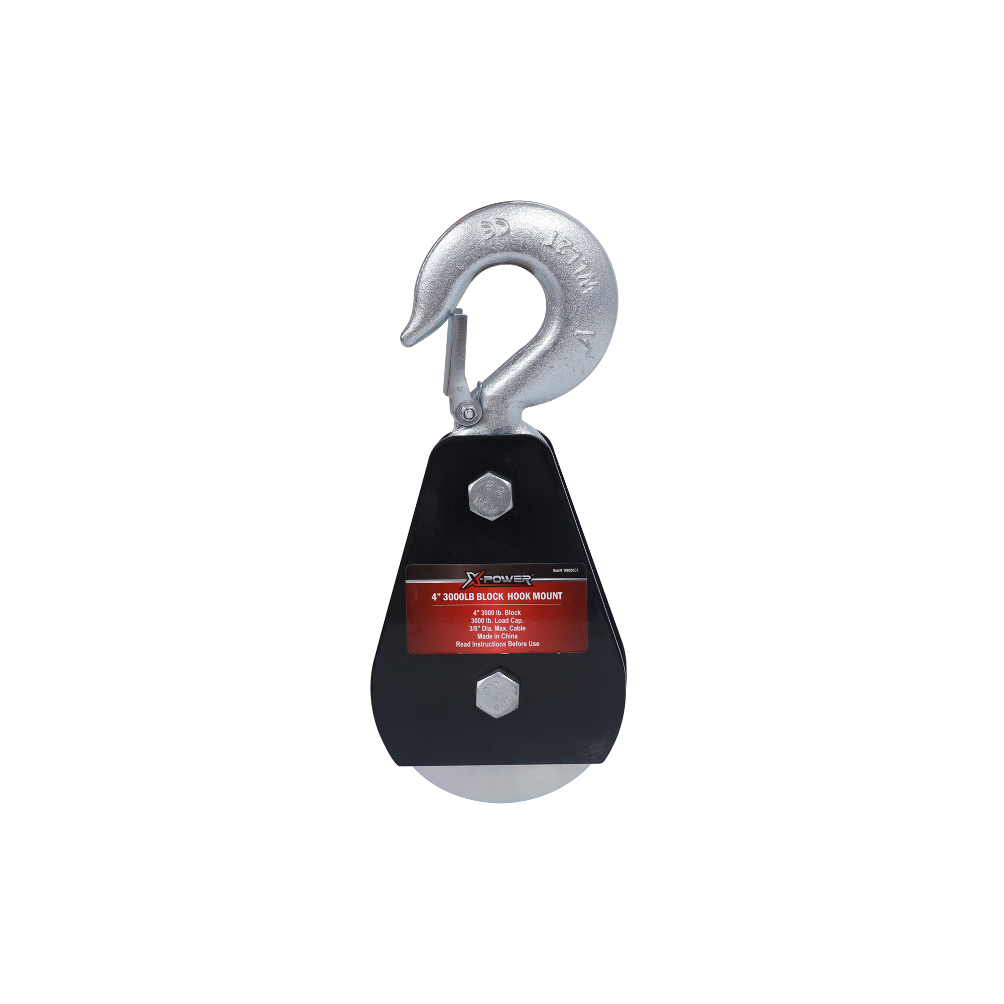 XPower Heavy-Duty Block Hook Mount - 4in., 3000-Lb. Capacity, Solid Steel, Powder-Coated